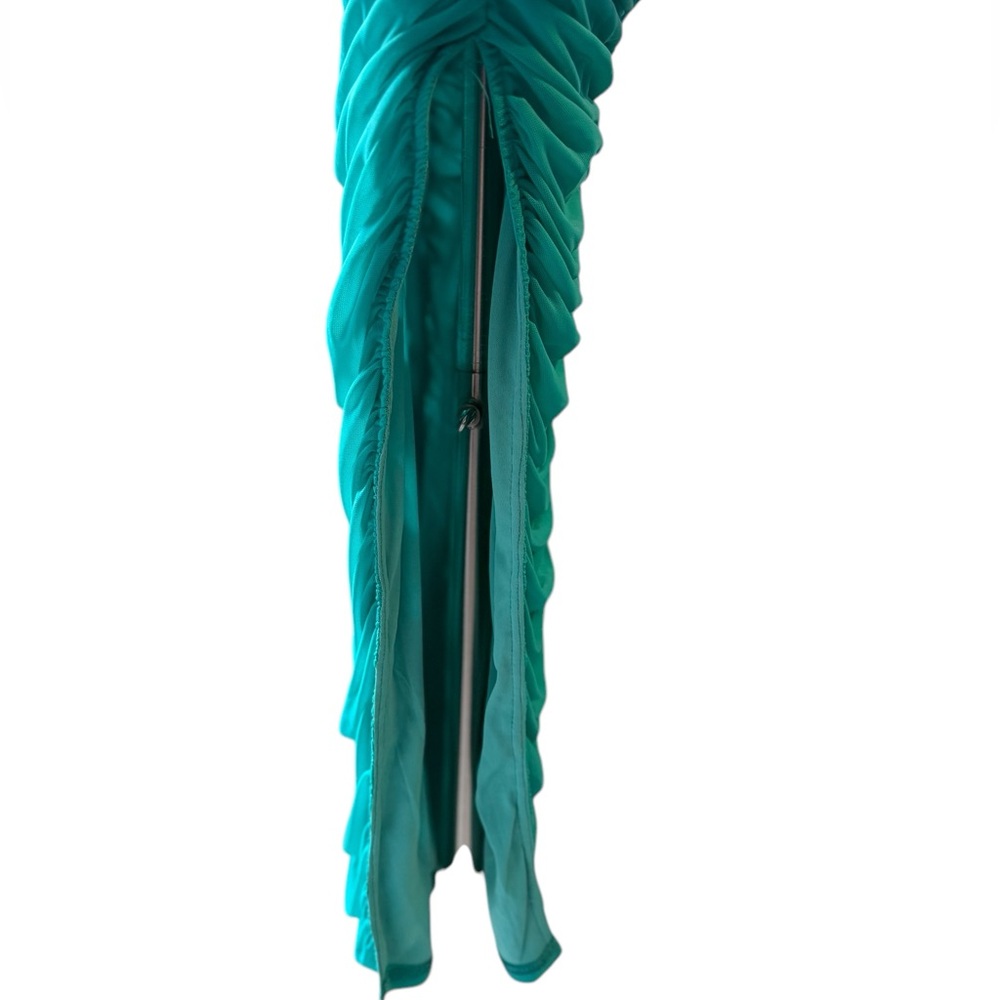 Women’s Lulus Teal Sleeveless Ruched Bodycon Mermaid Midi Dress Size Small NWT - Picture 7 of 14